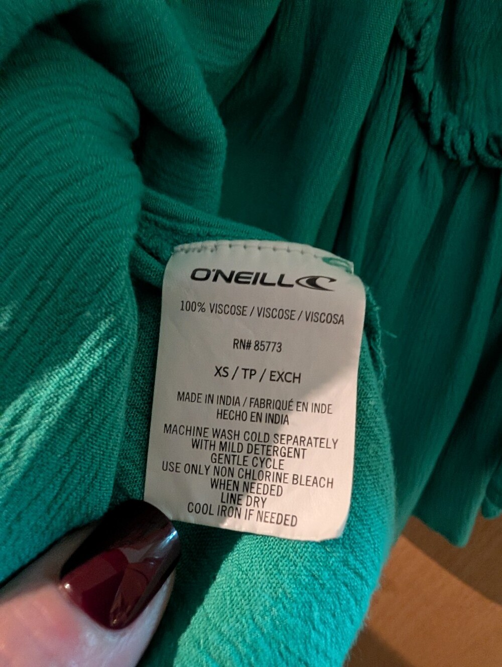 O'Neill Teal Green Tie Back Summer Top - Picture 8 of 8